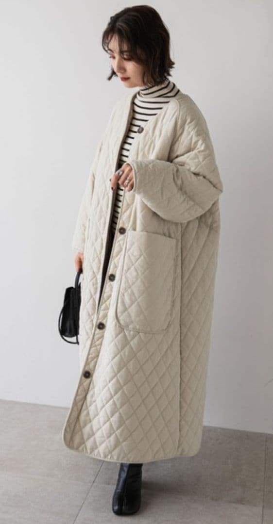 rectangular ボアキルトリバーシブルコート