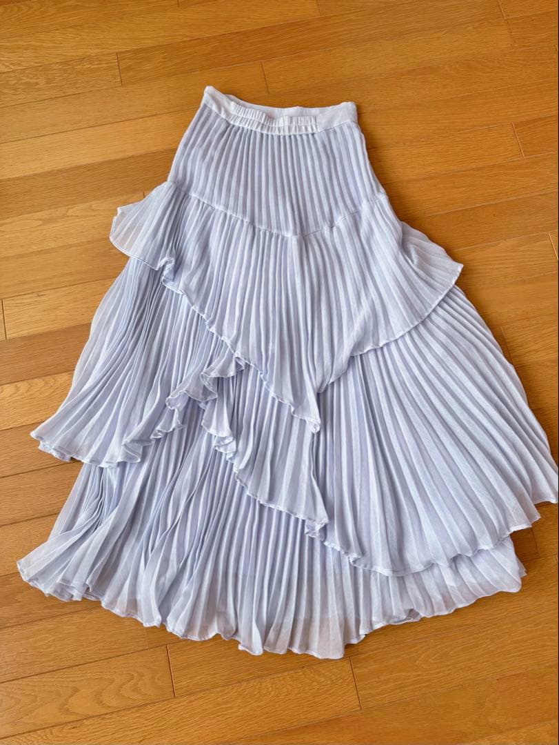 snidel プリーツティアードスカート 24SS ライトブルー