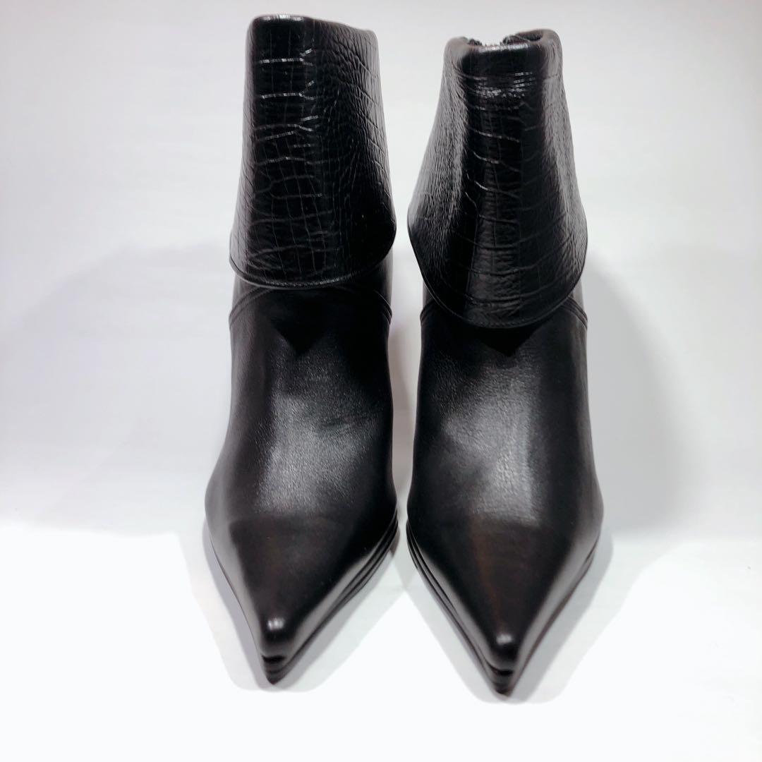 【極美品】COMEX ショートブーツ　ポインテッドトゥ　型押し　ハイヒール