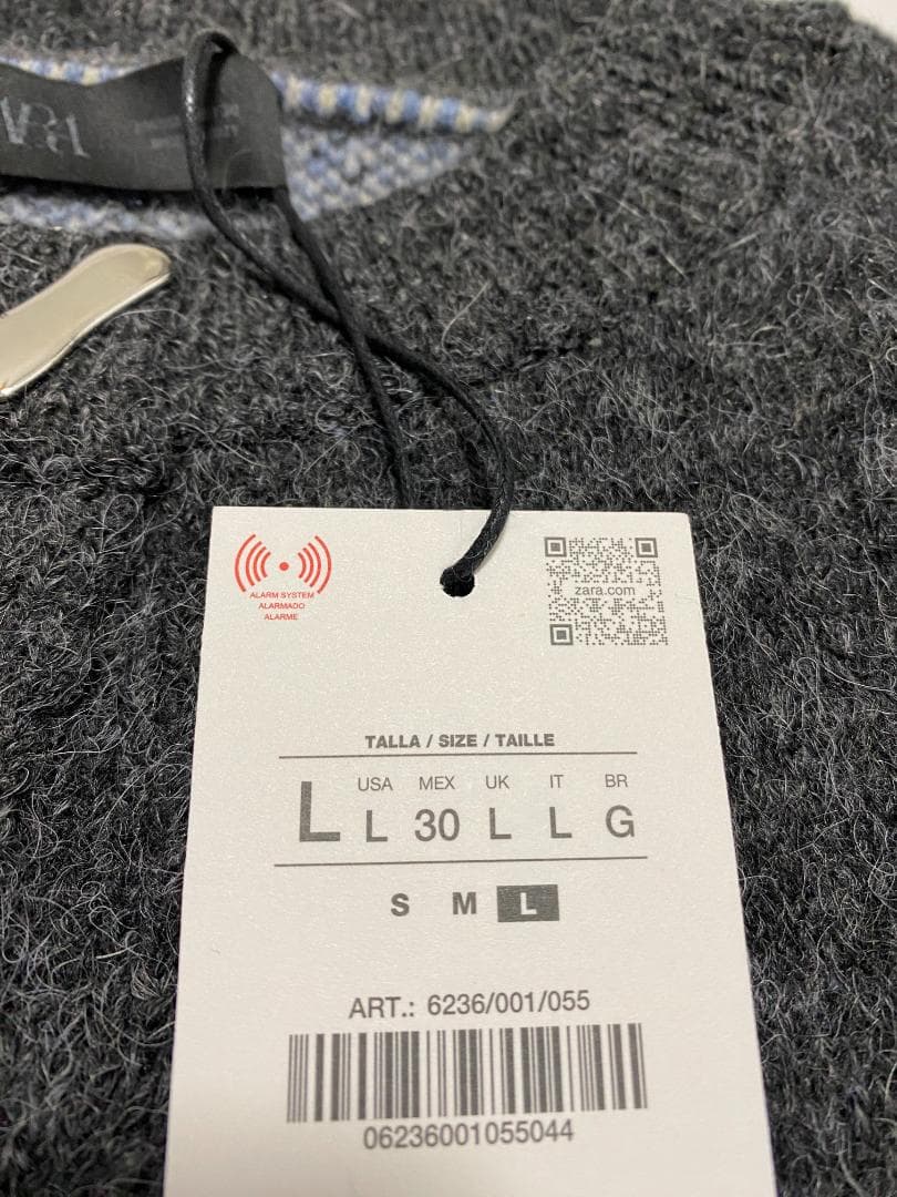 新品 ZARA ジャカードニットボタンカーディガン L