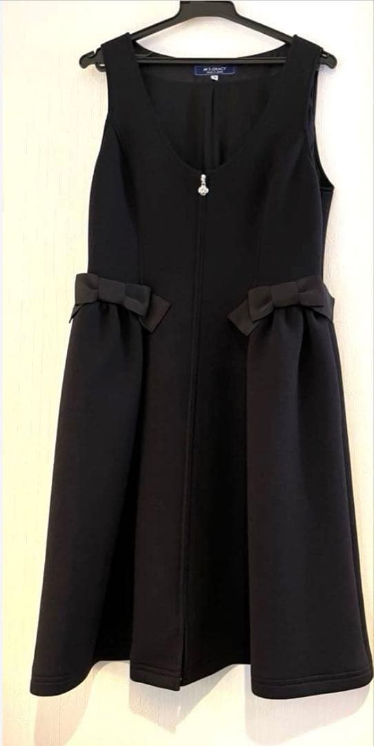 M’S GRACY ジャンパースカート 黒38 フレア リボン 上品