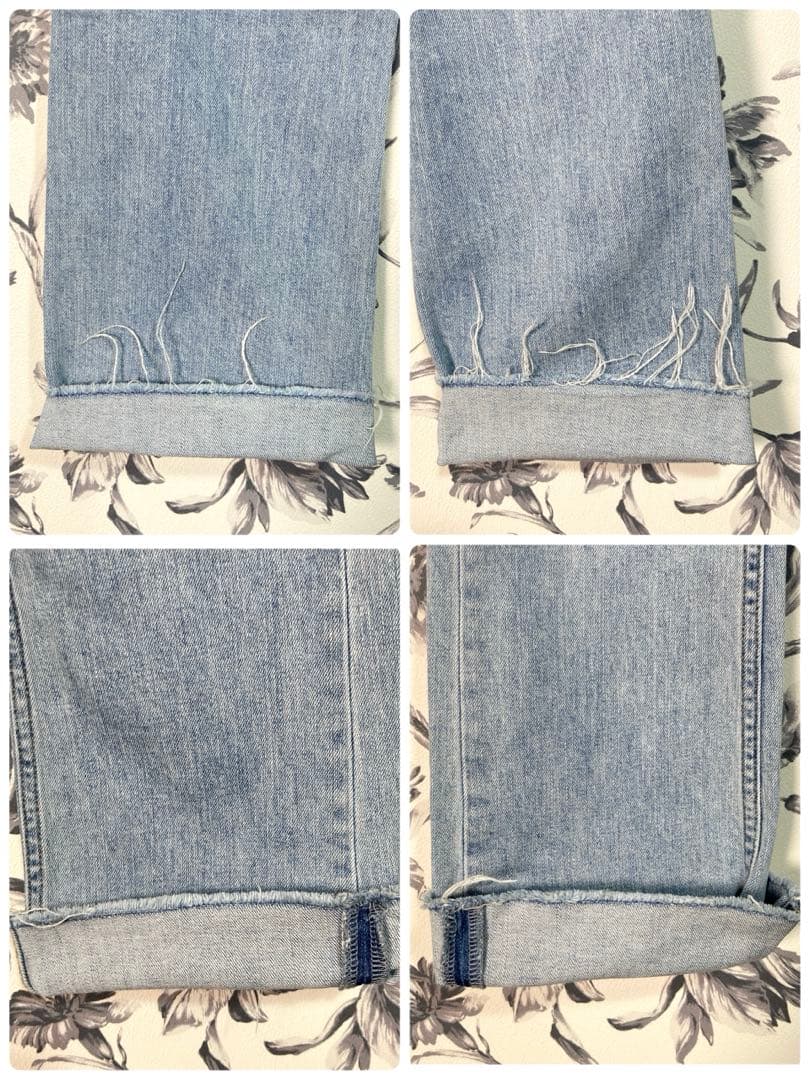【anuans】セミフレア カットオフ デニム パンツ BLUE サイズ0