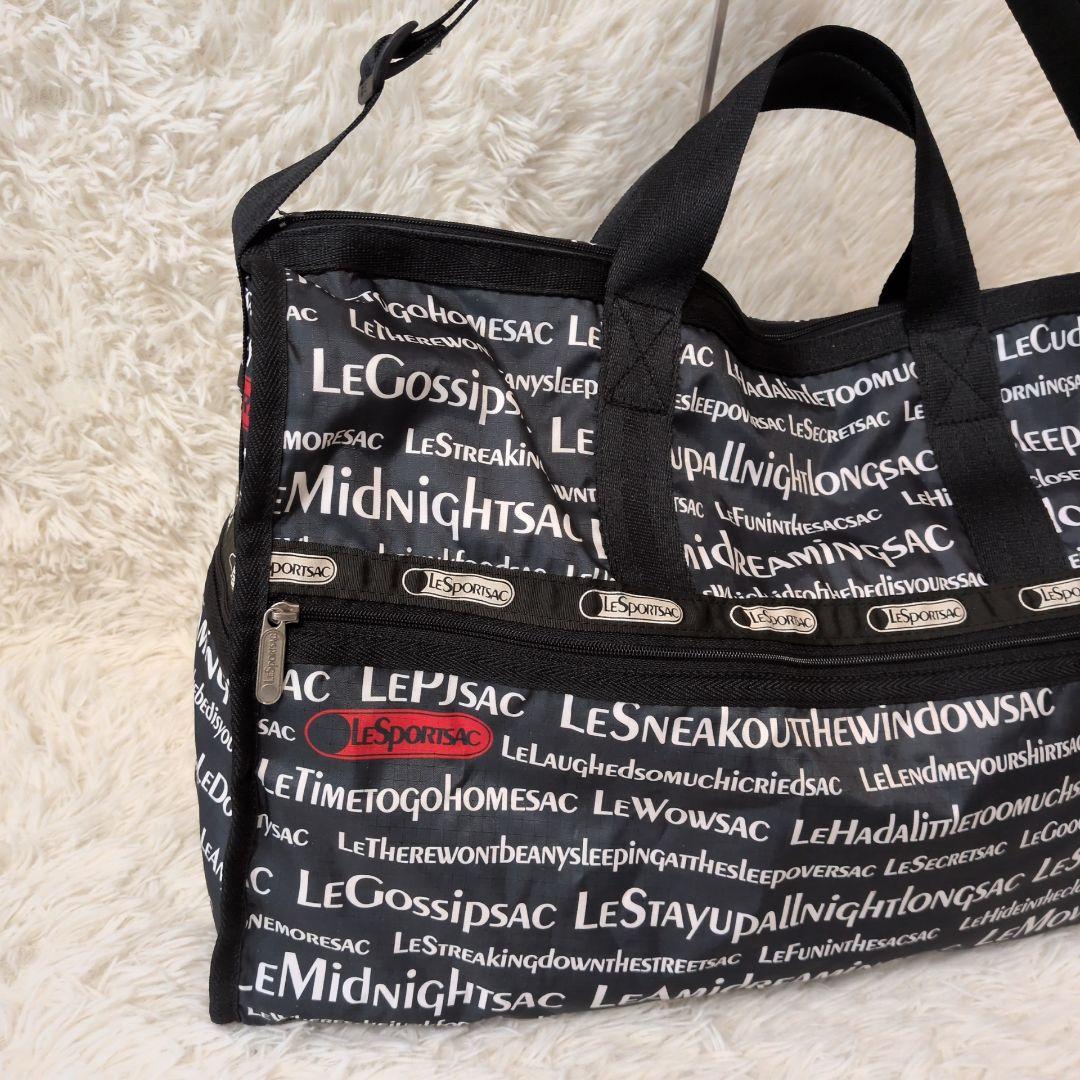 【極美品】レスポートサック　ボストン　大きいサイズ　英字　黒　2way
