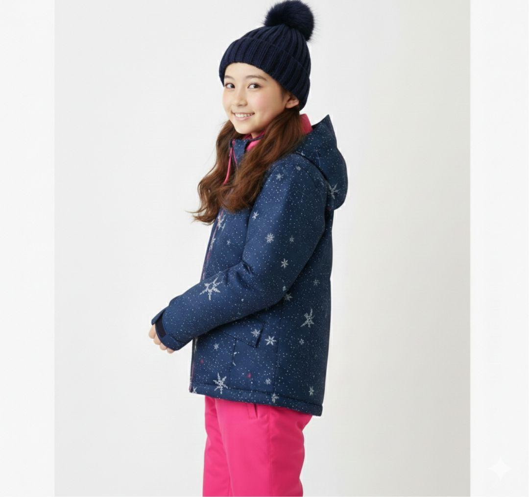 美品 Phenixスキーウェア 上下 女の子140 130 雪結晶☆紺ピンク