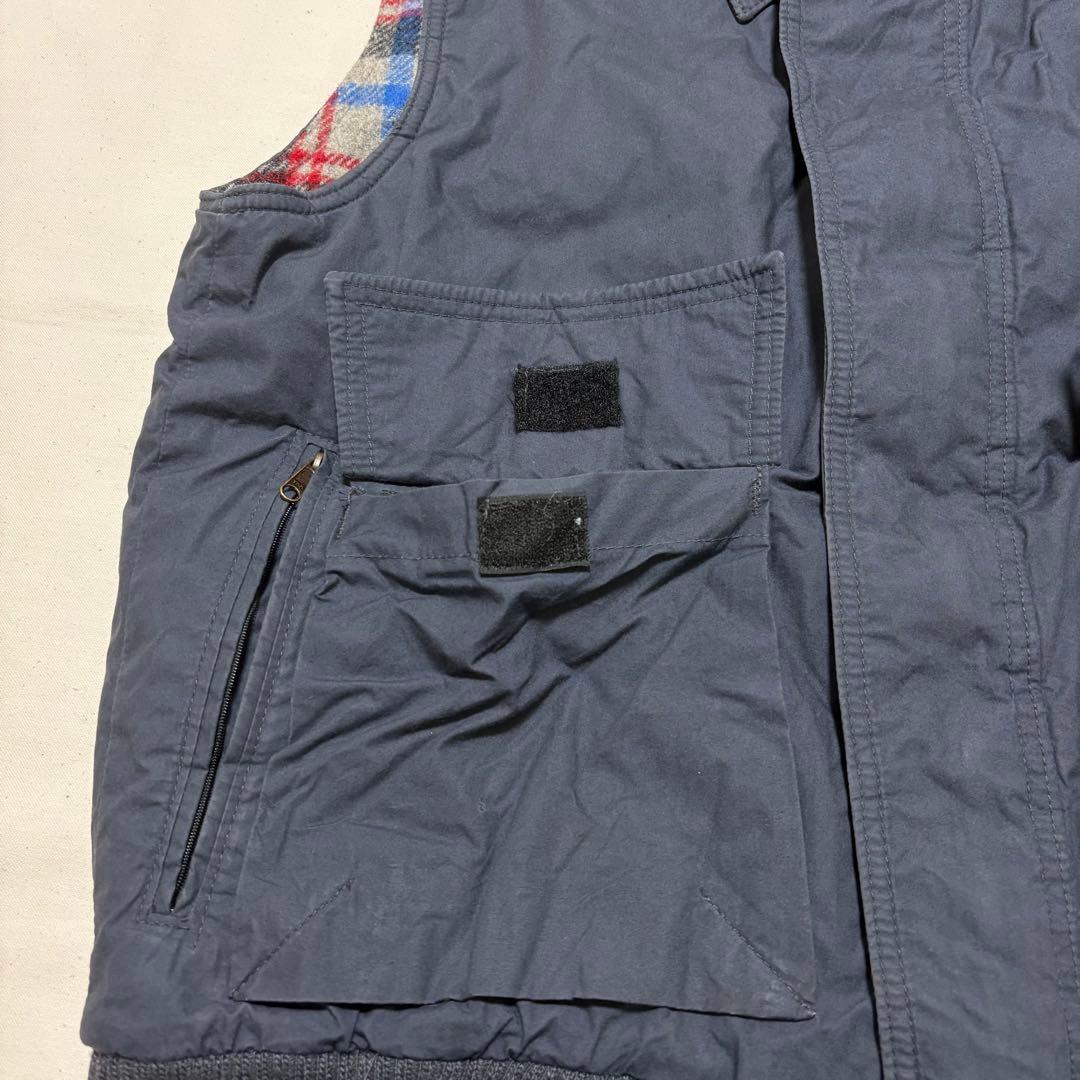 80s Woolrichコットンベスト グレー M相当 裏チェック ワークベスト