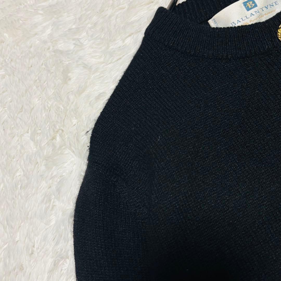 美品 希少 バランタイン カシミヤ 100% カーディガン 黒 42 金ボタン