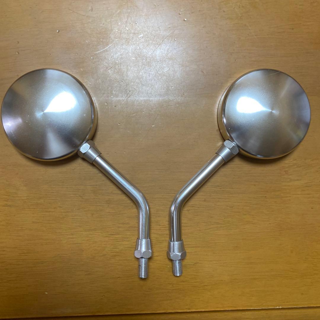 ポッシュ　POSH シルバー ミラー 丸型 アルミ製　マシーンド　中古