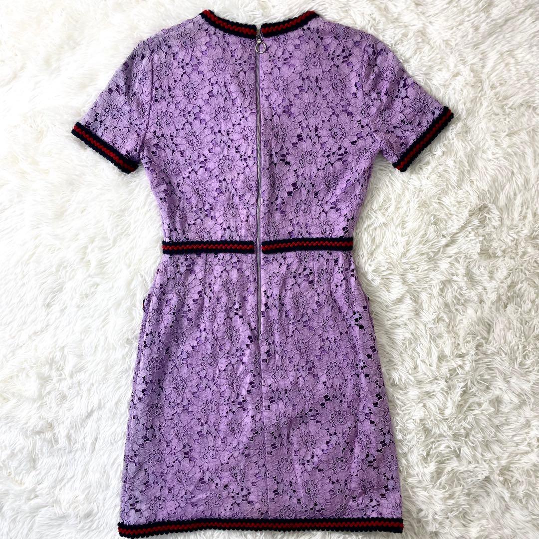 グッチ　GUCCI 花柄　レースワンピース　パープル　シェリーライン