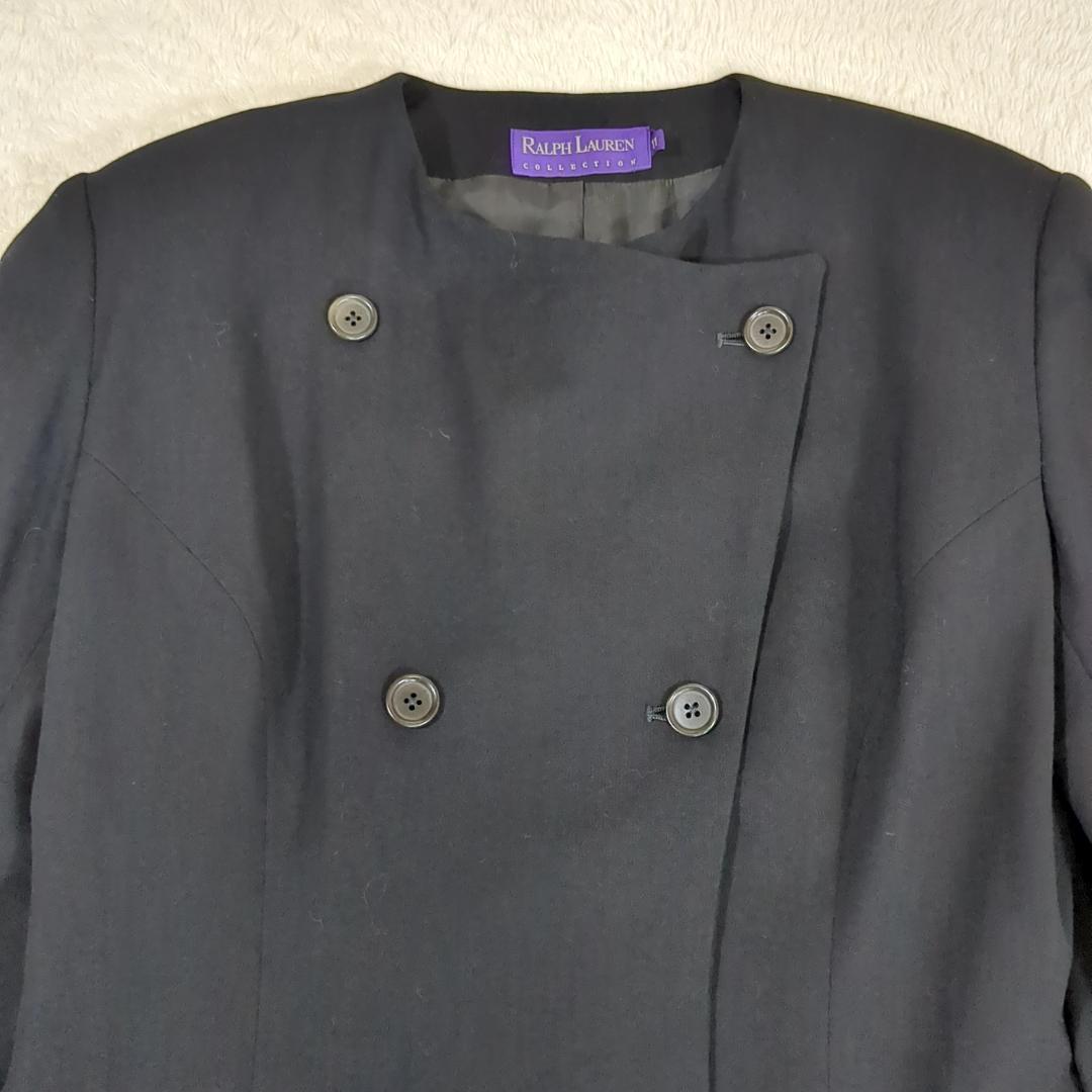 美品 RALPH LAUREN 高級ライン ノーカラー ダブルブレストコート