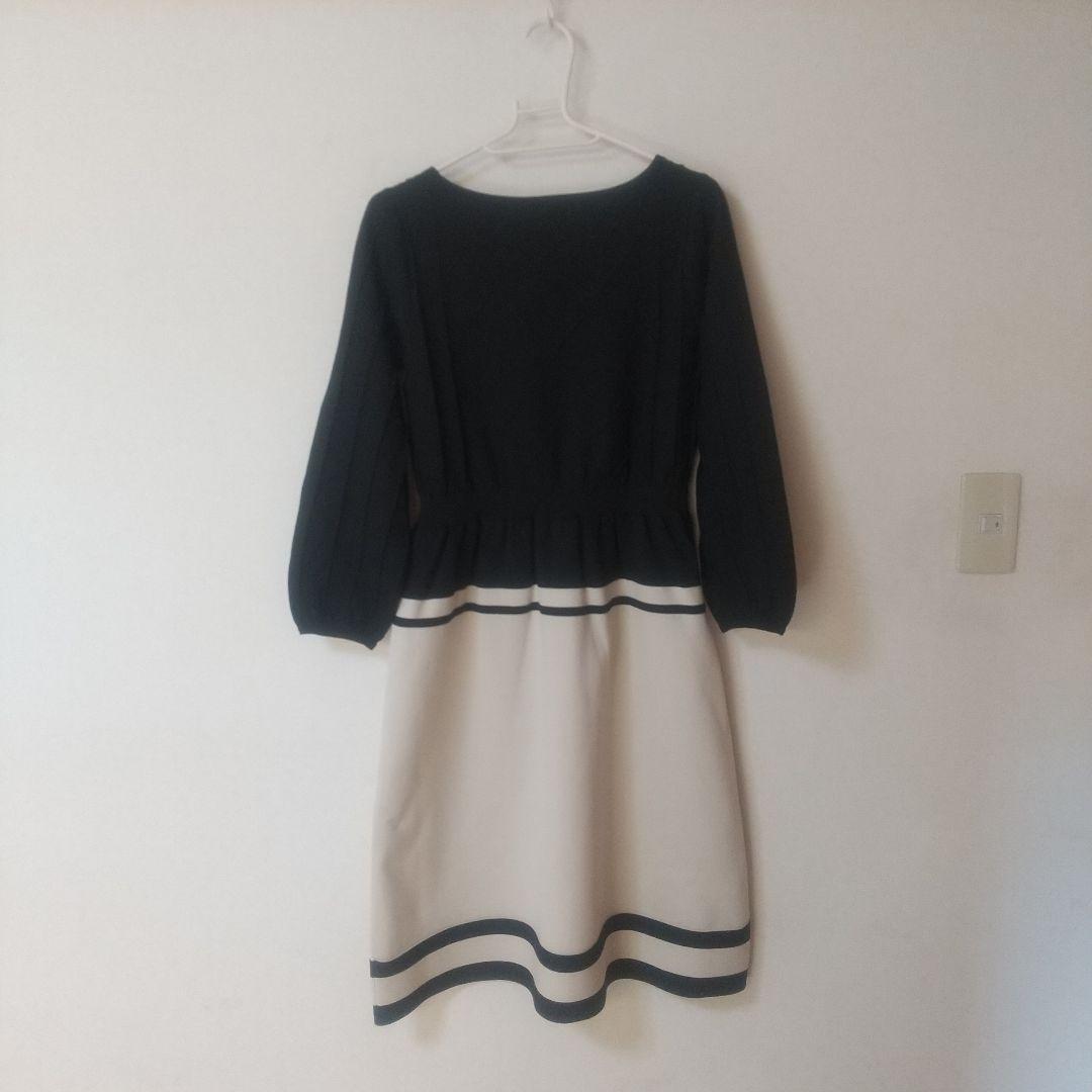 極美品TOCCA トッカ ニットワンピースSバイカラー黒セレモニー