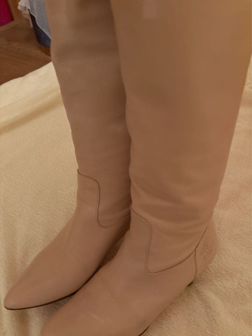 希少♡本物美品♡シャネルピンクベージュ♡ロングブーツ36