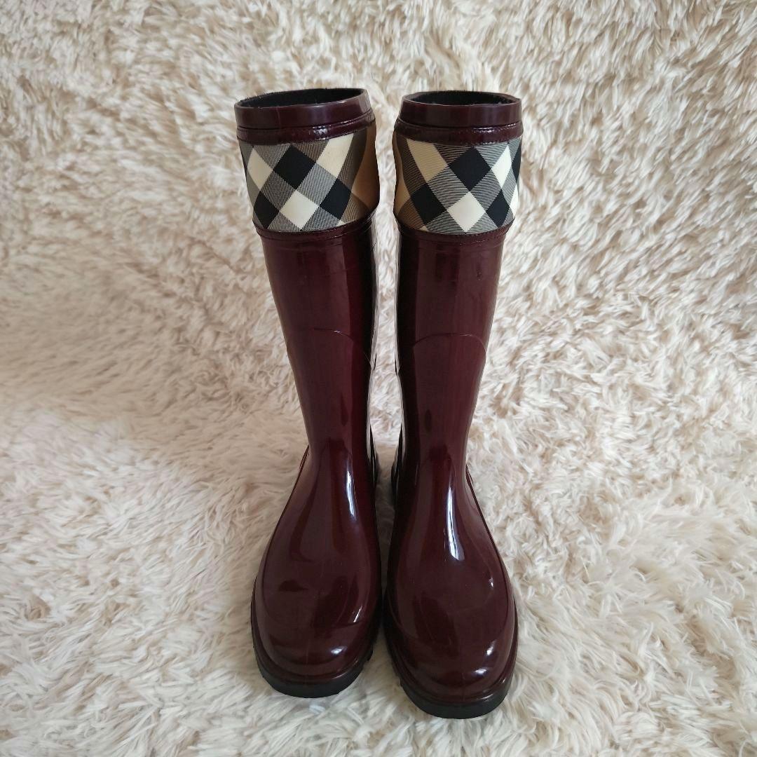 バーバリー BURBERRY ノバチェック レインブーツ 23.5cm 長靴
