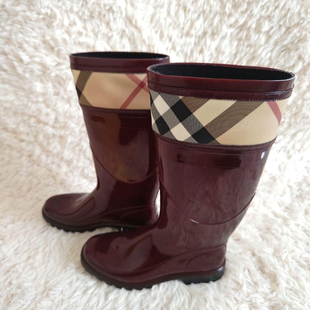 バーバリー BURBERRY ノバチェック レインブーツ 23.5cm 長靴