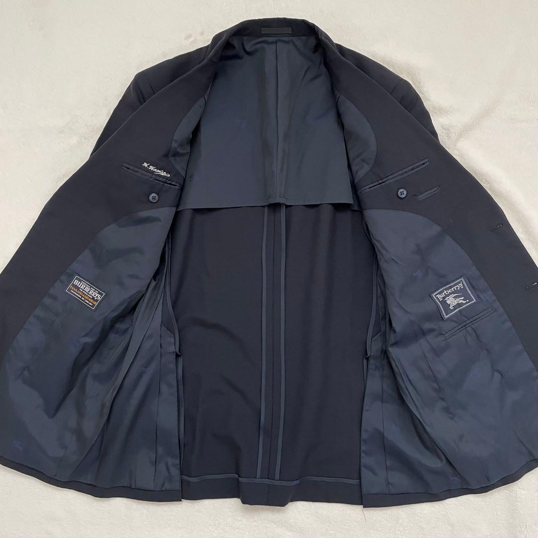 美品 BURBERRYS 紺ブレザー モヘア混 金ボタン 2B 大きいサイズ