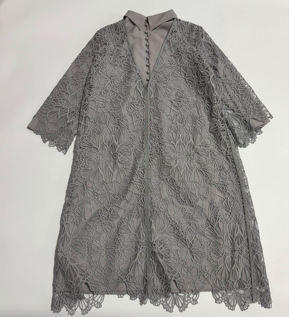 ADORE アドーア　アールデコレースワンピース　グレー