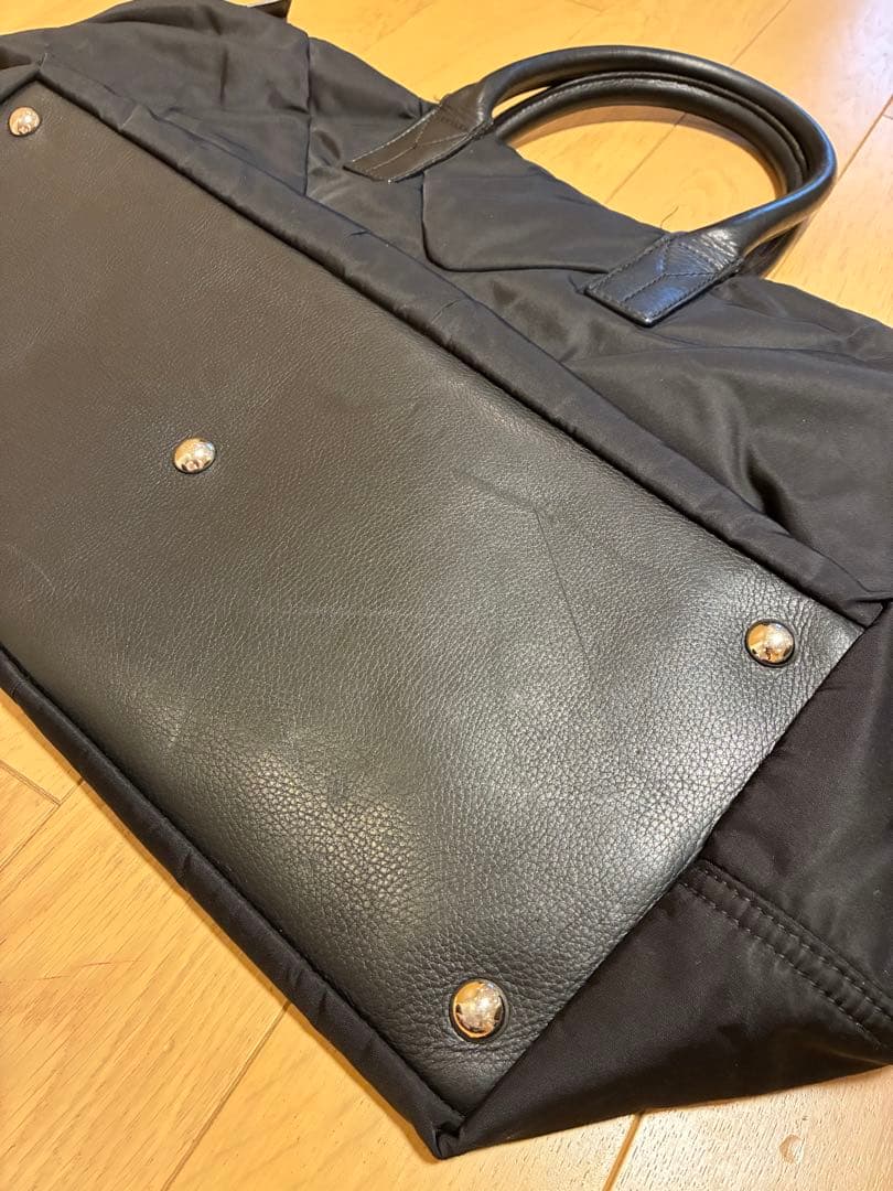 Yves Saint Laurent ブラック ボストンバッグ ナイロン×レザー