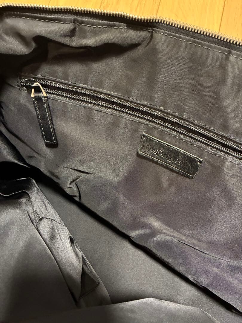 Yves Saint Laurent ブラック ボストンバッグ ナイロン×レザー