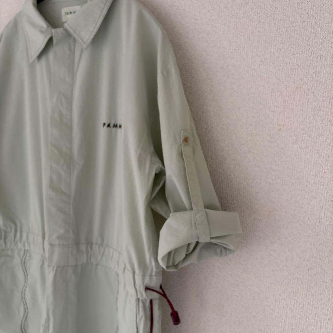 【美品】PAMM パム ゆれるふきんのジャンプスーツ アイスグリーン