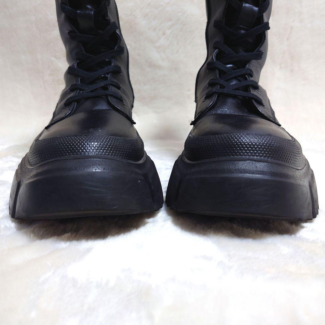【美品】ザラ ZARA レースアップブーツ トラックソール レザー 本革 黒