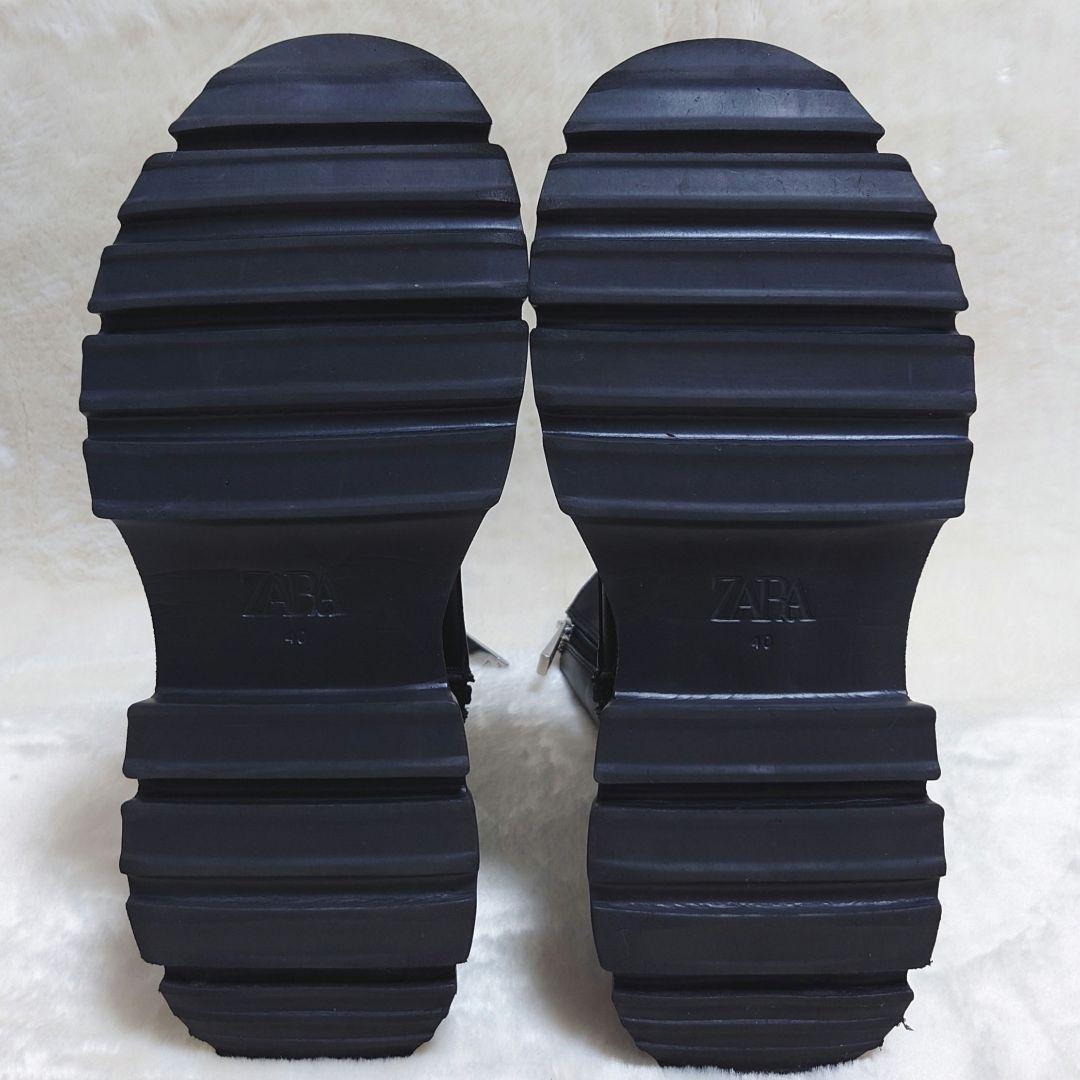 【美品】ザラ ZARA レースアップブーツ トラックソール レザー 本革 黒
