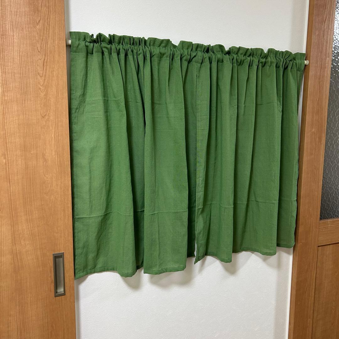 【稲作すずめ】カフェカーテン　のれんタイプ　　2枚　インド綿　オーダー品