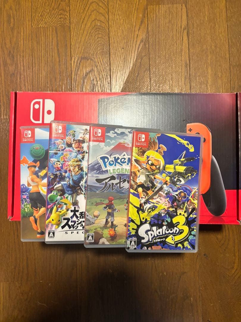 Nintendo Switch 本体 バッテリー強化版 ソフト4本セット 箱あり