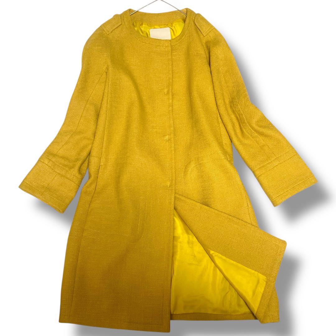 本日限定‼️【’S MaxMara】ツイード ノーカラーコート 36/S イエロー