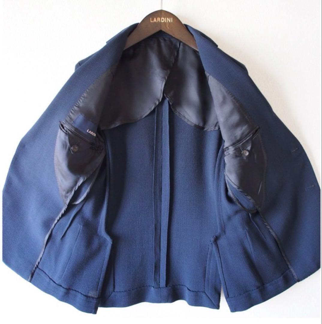 LARDINI ネイビー テーラードジャケット　ホップサック