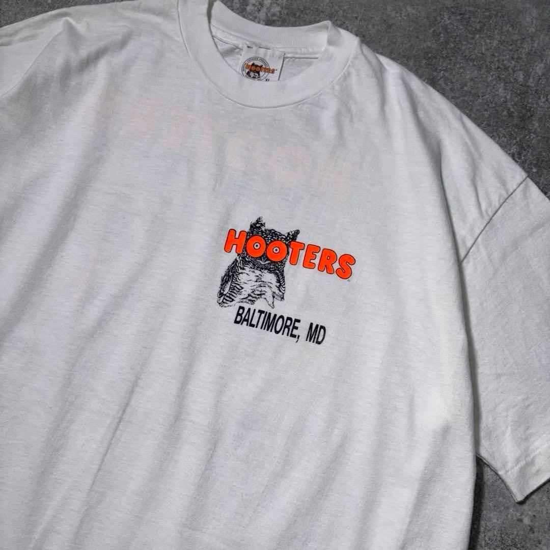 90's \"HOOTERS\" S/S Good Print Tee USA製