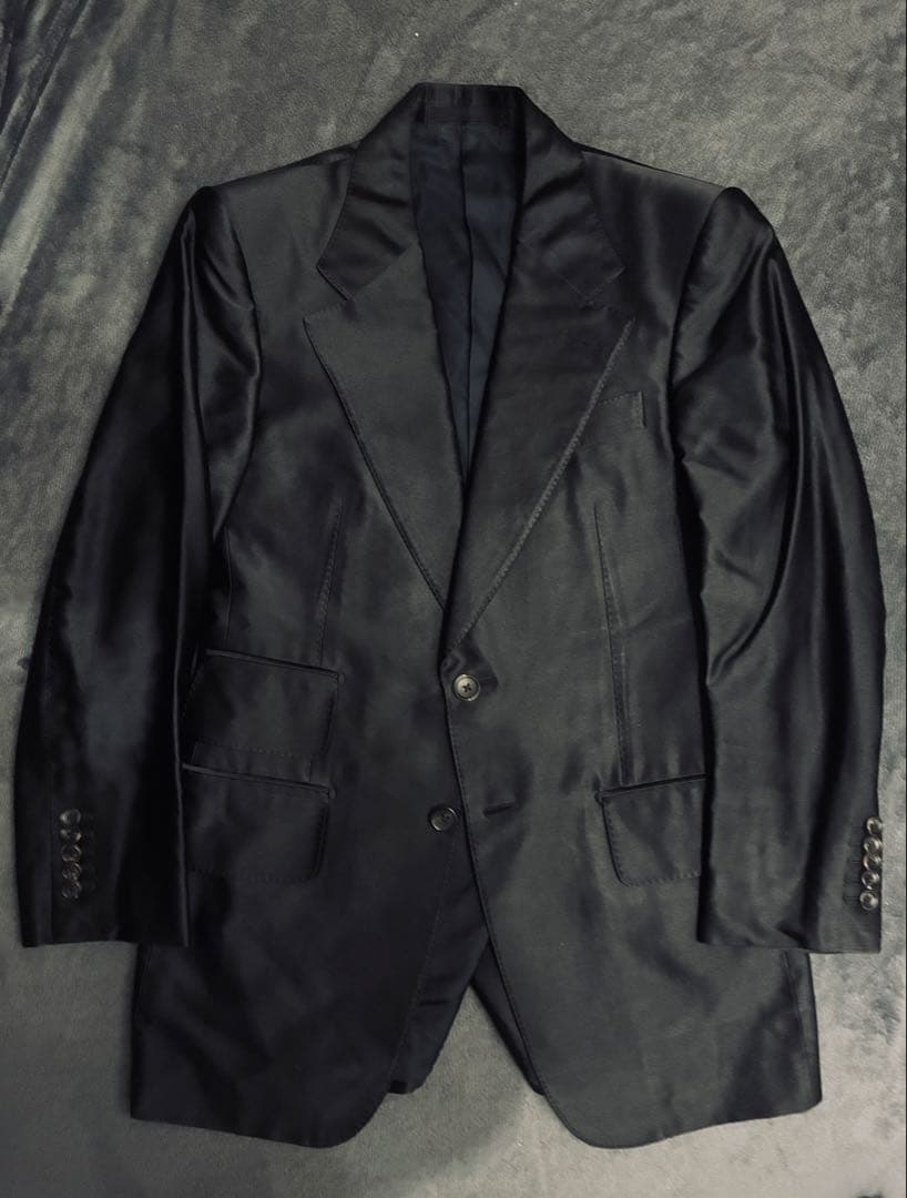 グッチ　GUCCI トムフォード期 シルク混2Bテーラードジャケット ブラック