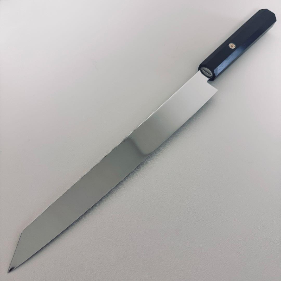 270mm 切付柳刃包丁 鏡面　黒檀八角柄 刺身包丁 全鋼　和包丁【鞘付き】