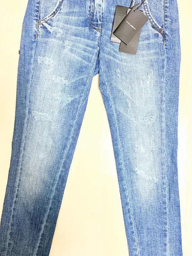 【新品 タグ付き】ドルチェ＆ガッバーナ ダメージ ビジュー デニム パンツ 36