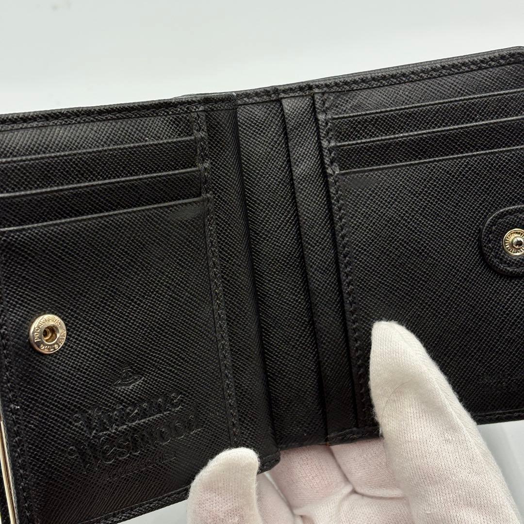 【Vivienne Westwood】 二つ折り財布 がま口 オーブ ロゴ 黒
