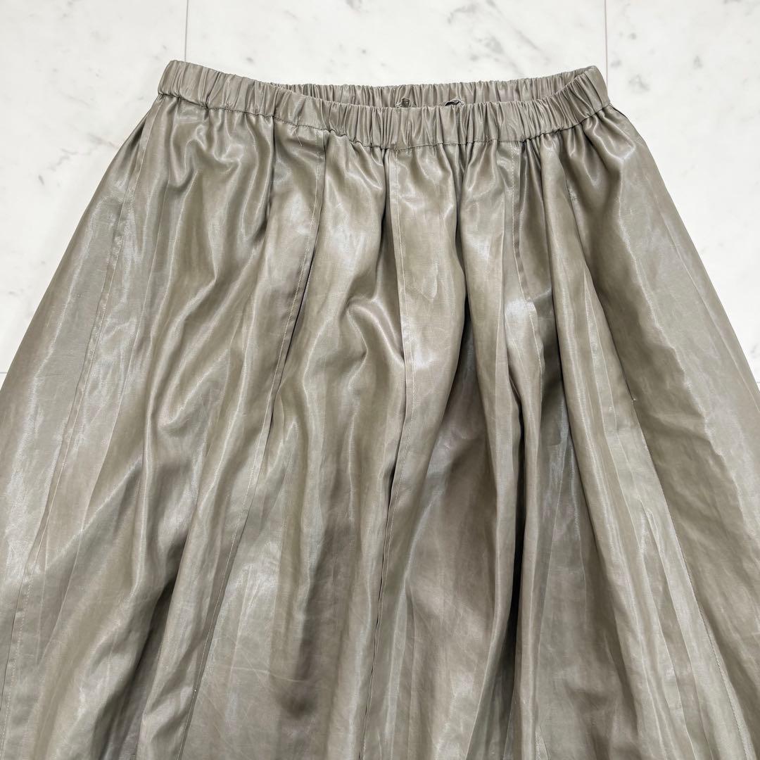 美品✨ビアズリー　レザーライクタックスカート　プリーツ　裏地付き　ロングスカート