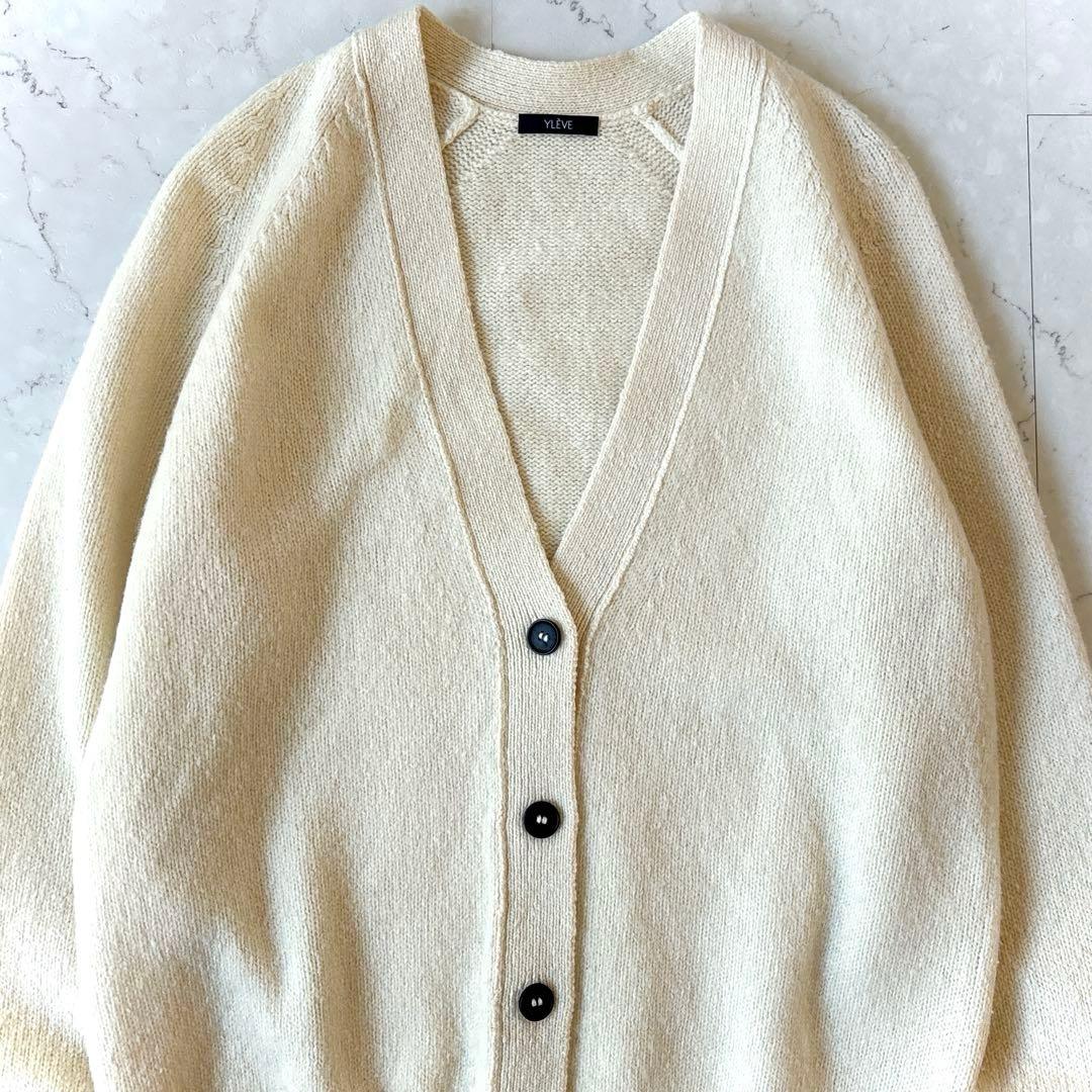 美品 Yleve イレーヴ ウール ニット カーディガン アイボリー オフ白