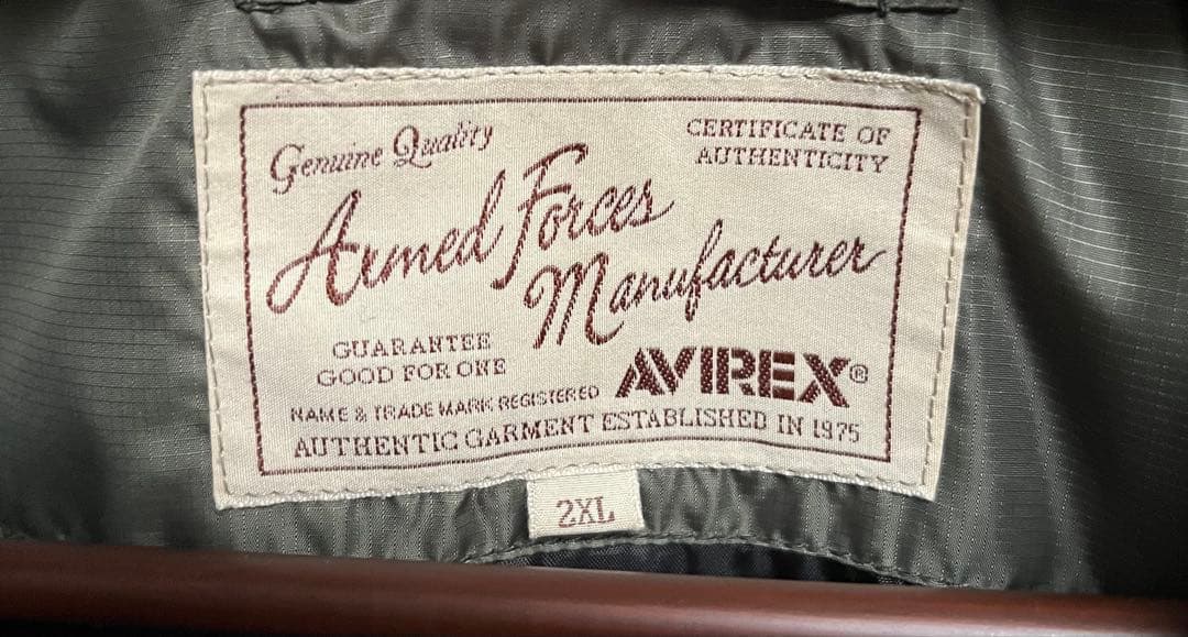 AVIREX フライトジャケット　CWU-36 トップガン　 2XL オリーブ