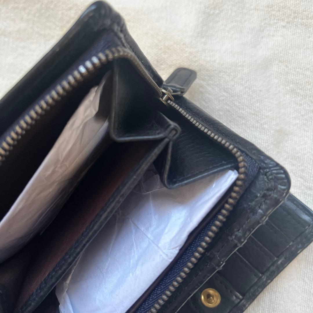 genten ネイビー二つ折り財布