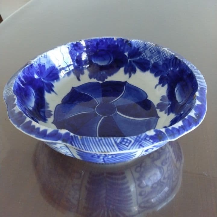 骨董 厚手藍 鉢 アンティーク 京都骨董店購入品 ベロ藍