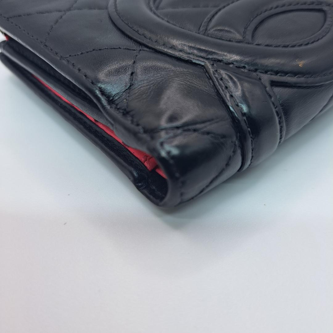 CHANEL　カンボンライン　二つ折り財布　がま口　 ブラック
