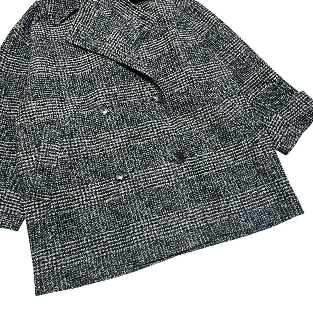 美品 24AW Spick & Span Wスライバーチェックハーフコート　38