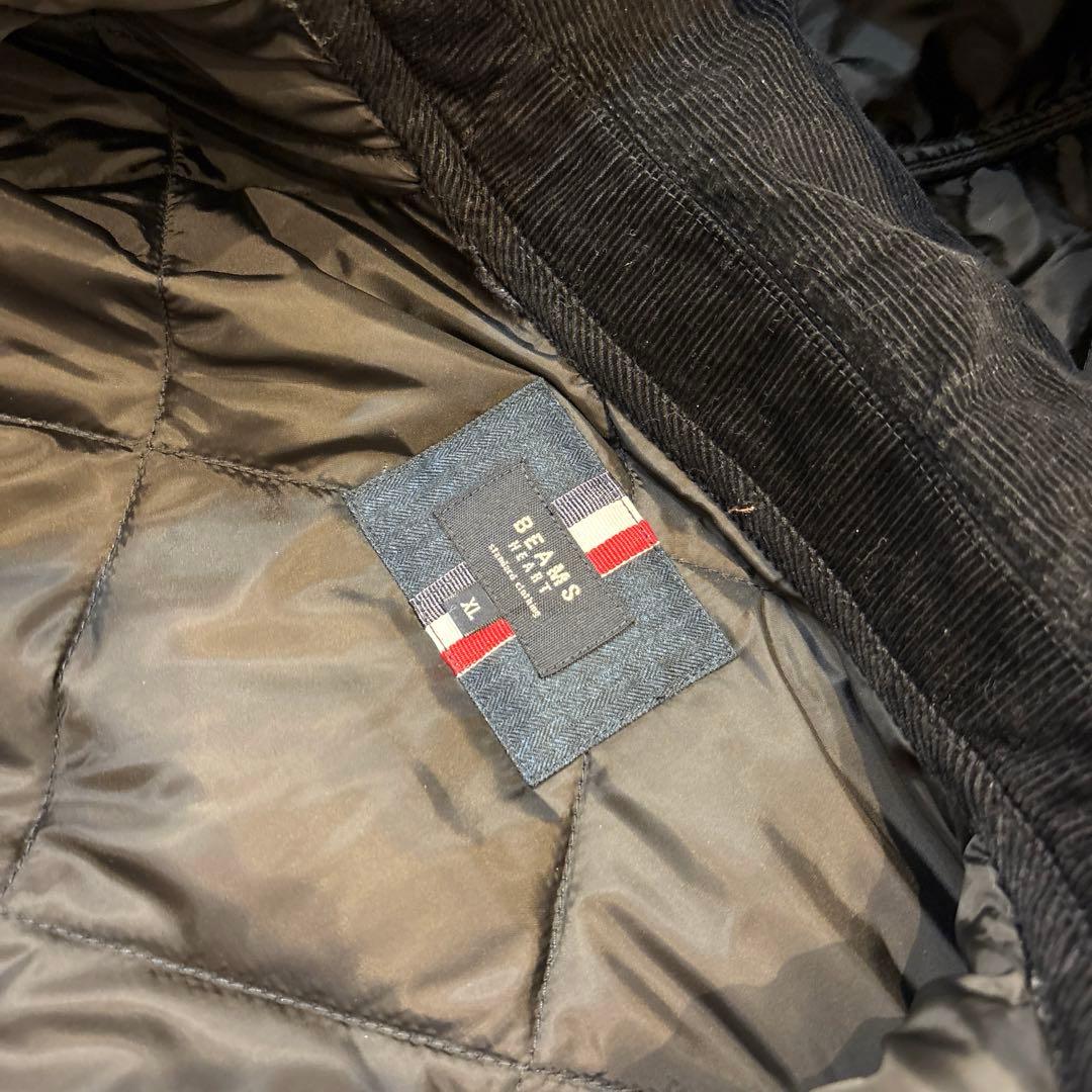 【美品】BEAMS HEART キルティングコートフード付き　ネイビ ー　XL