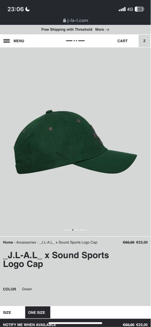 帽子 J.L-A.L x Sound sports logo cap green
