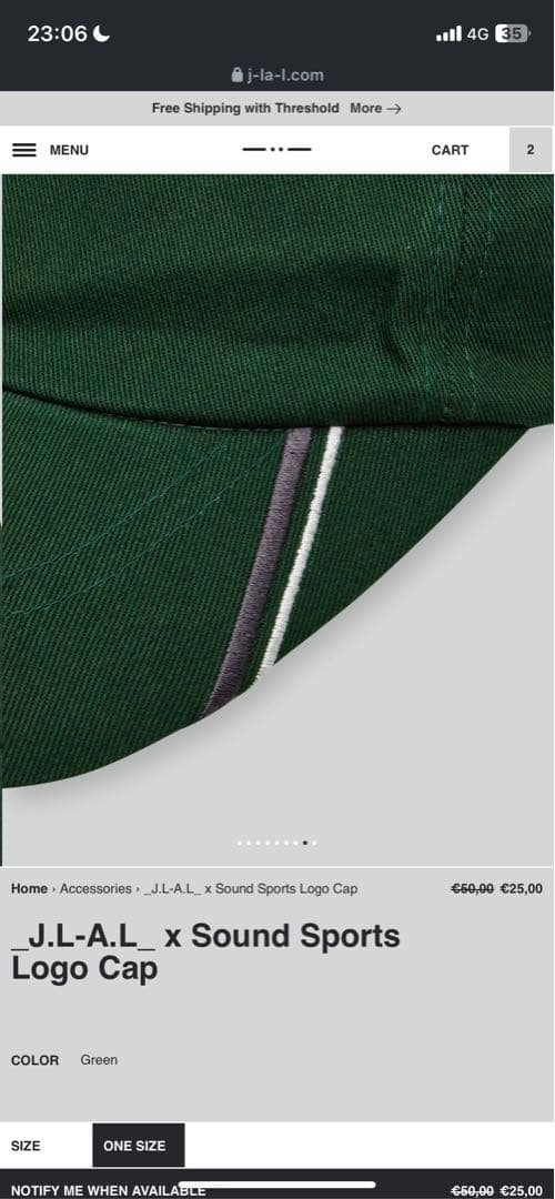 帽子 J.L-A.L x Sound sports logo cap green