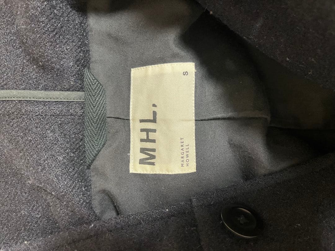 MHL. ネイビー メルトンダッフルコート S