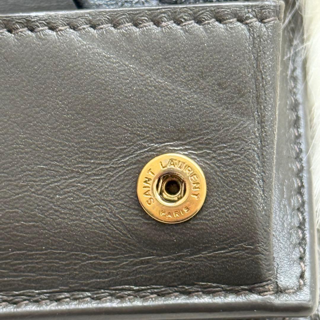 サンローラン モノグラム コンパクトウォレット Vステッチ グレーキャビアスキン