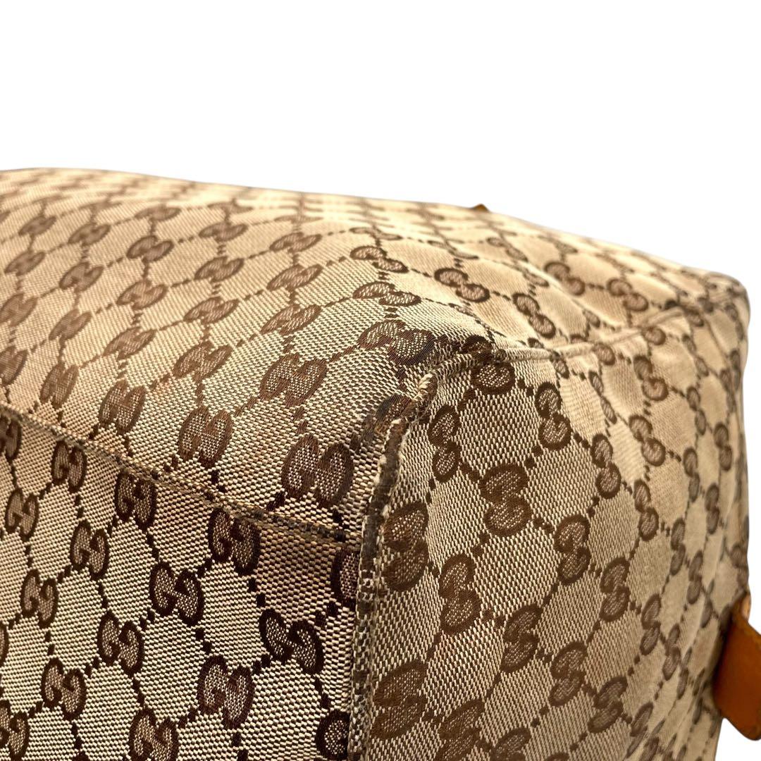 良品　GUCCI グッチ　s67 ボストンバッグ　大容量　GGキャンバス 茶　黄