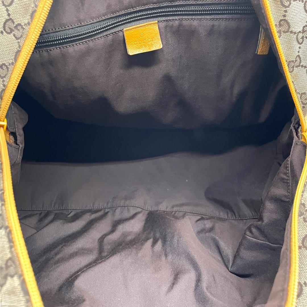 良品　GUCCI グッチ　s67 ボストンバッグ　大容量　GGキャンバス 茶　黄