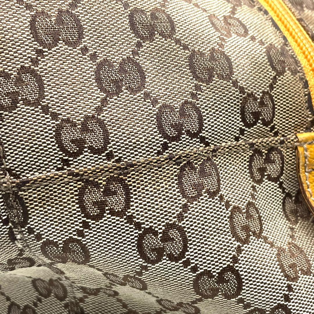 良品　GUCCI グッチ　s67 ボストンバッグ　大容量　GGキャンバス 茶　黄