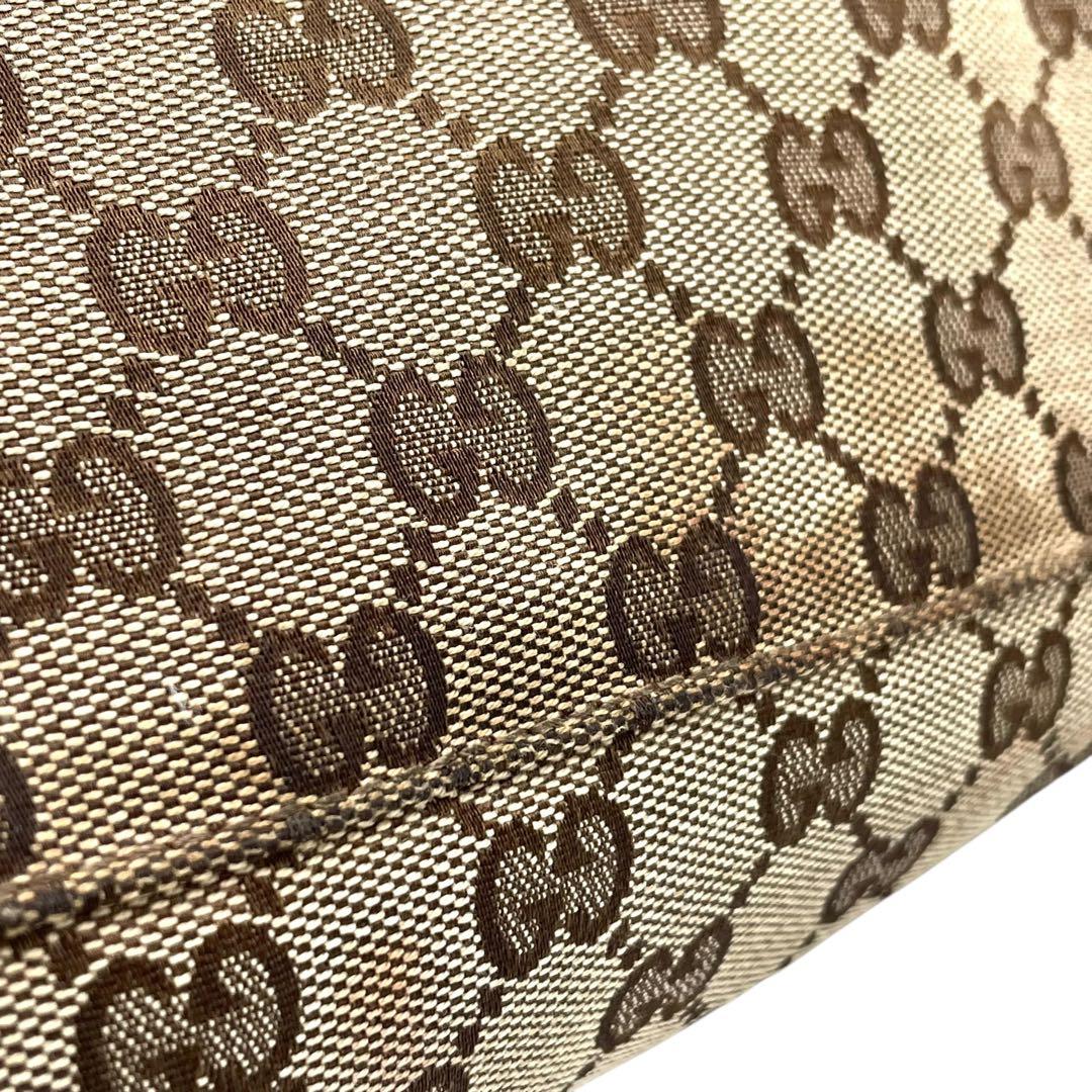 良品　GUCCI グッチ　s67 ボストンバッグ　大容量　GGキャンバス 茶　黄