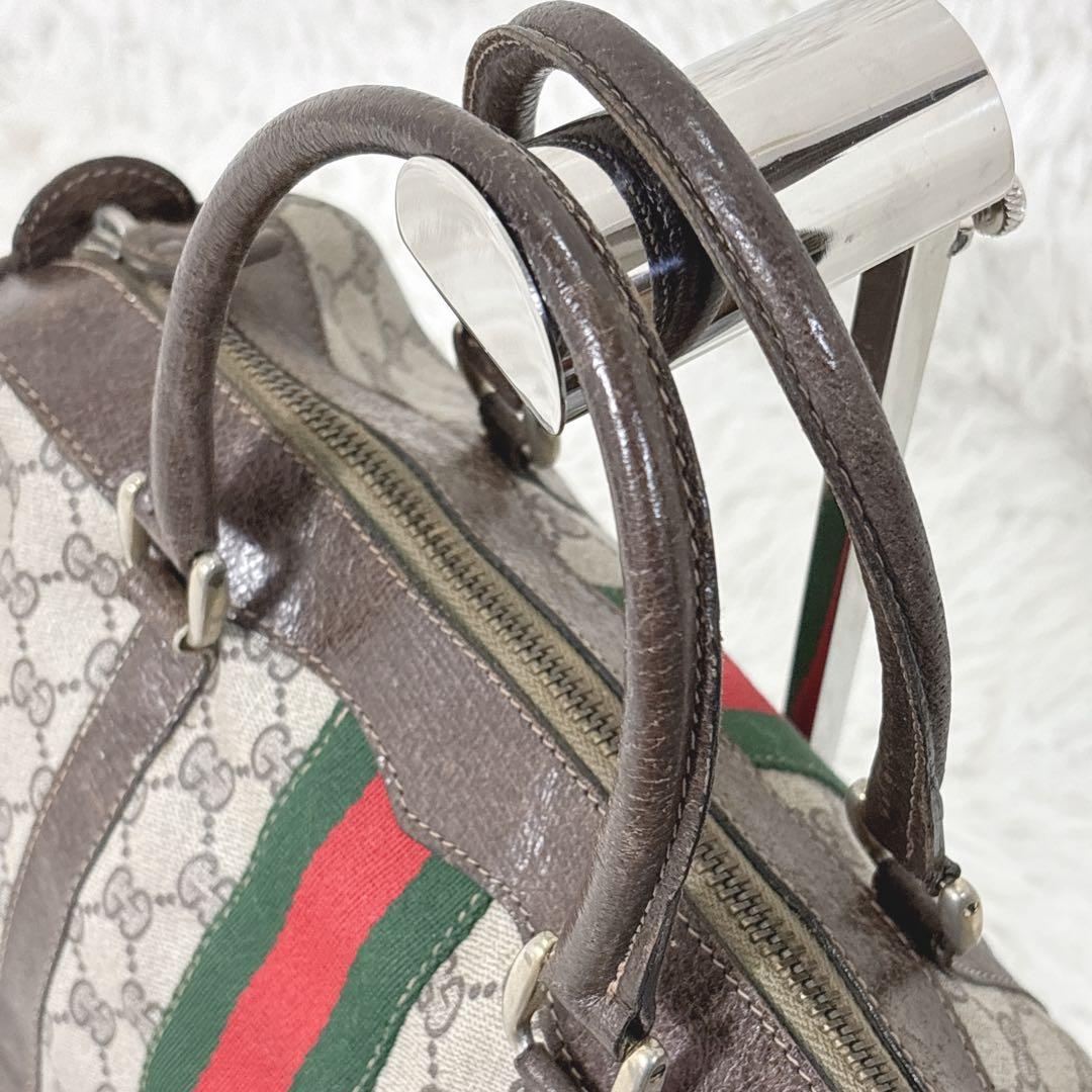 【訳あり】OLD GUCCI ミニボストン　モノグラム　シェリーライン